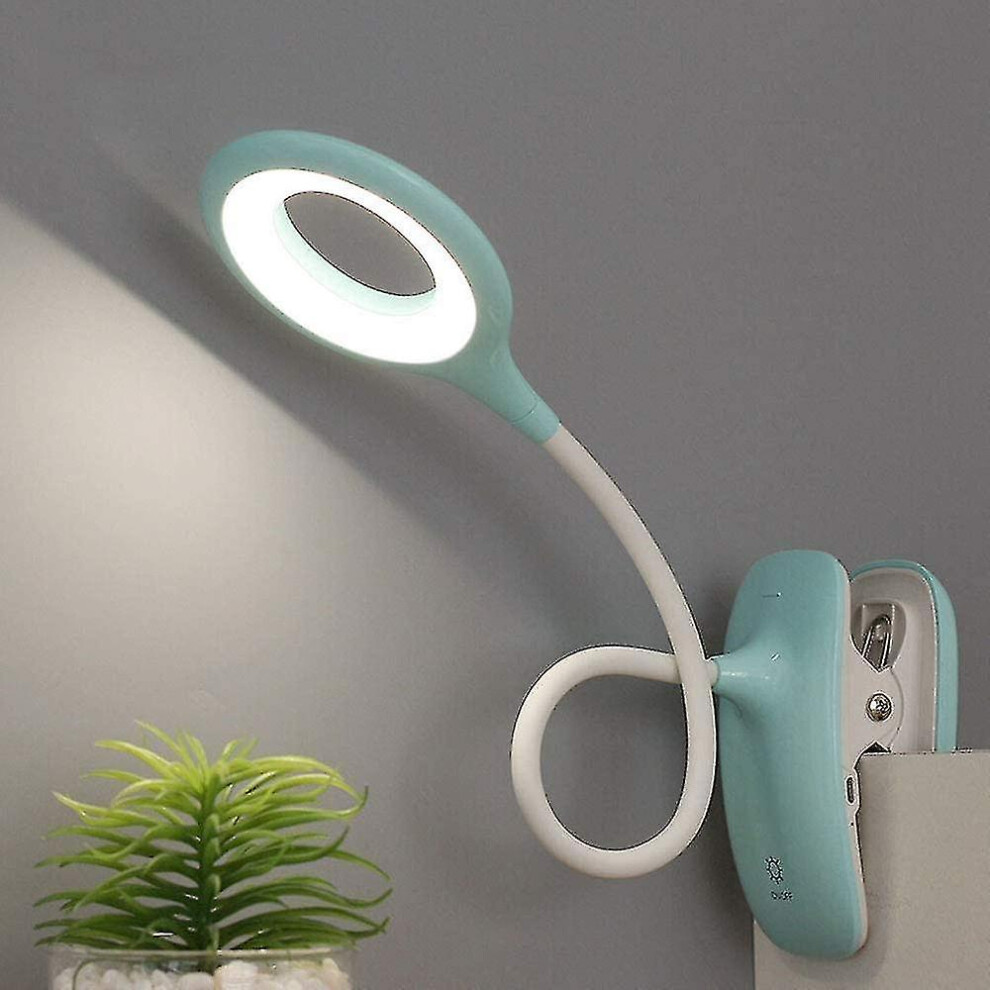 (Blue) Led Clip-on Reading Light With Adjustable Brightness, Night Light, Desk Lamp
