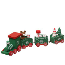 (green) Decorations Christmas Wooden Small Train Gifts Display Window Decorations Cake Decorations 4 Trains