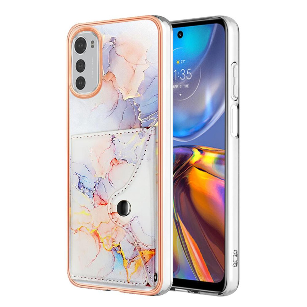 (White) Case For Motorola Moto E32 4G/E32s Slim Wallet Soft Tpu Bumper Card Slots Marble White 764762734510