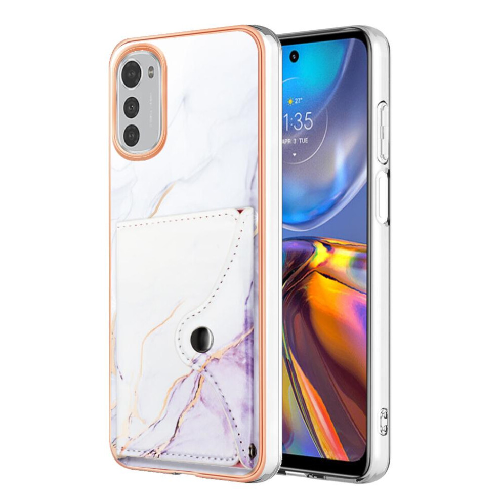 (Purple) Case For Motorola Moto E32 4G/E32s Slim Wallet Soft Tpu Bumper Card Slots Marble Purple 764762734541