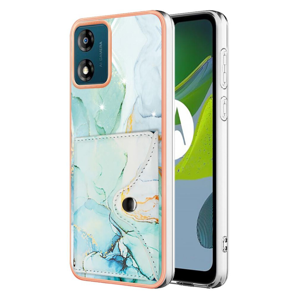 (Green) Case For Motorola Moto E13 Card Slots Slim Wallet Marble Soft Tpu Bumper Green 764762734947