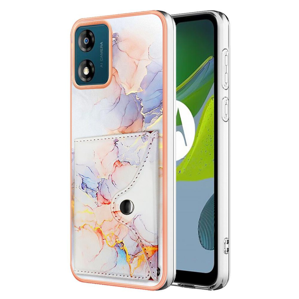 (White) Case For Motorola Moto E13 Card Slots Slim Wallet Marble Soft Tpu Bumper White 764762734909