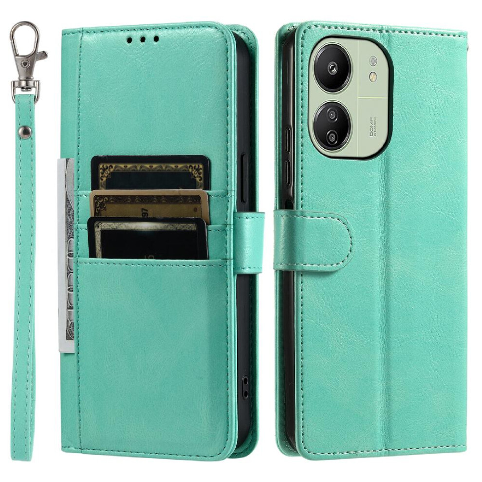 (Green) Flip Case For Xiaomi Redmi 13C 4G/5G Kickstand Pu Leather 6 Card Slots Wallet Green 764762735289