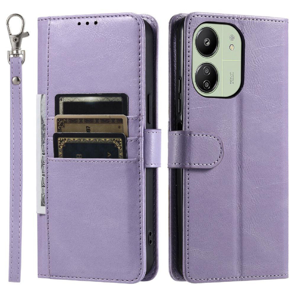 (Purple) Flip Case For Xiaomi Redmi 13C 4G/5G Kickstand Pu Leather 6 Card Slots Wallet Purple 764762735296