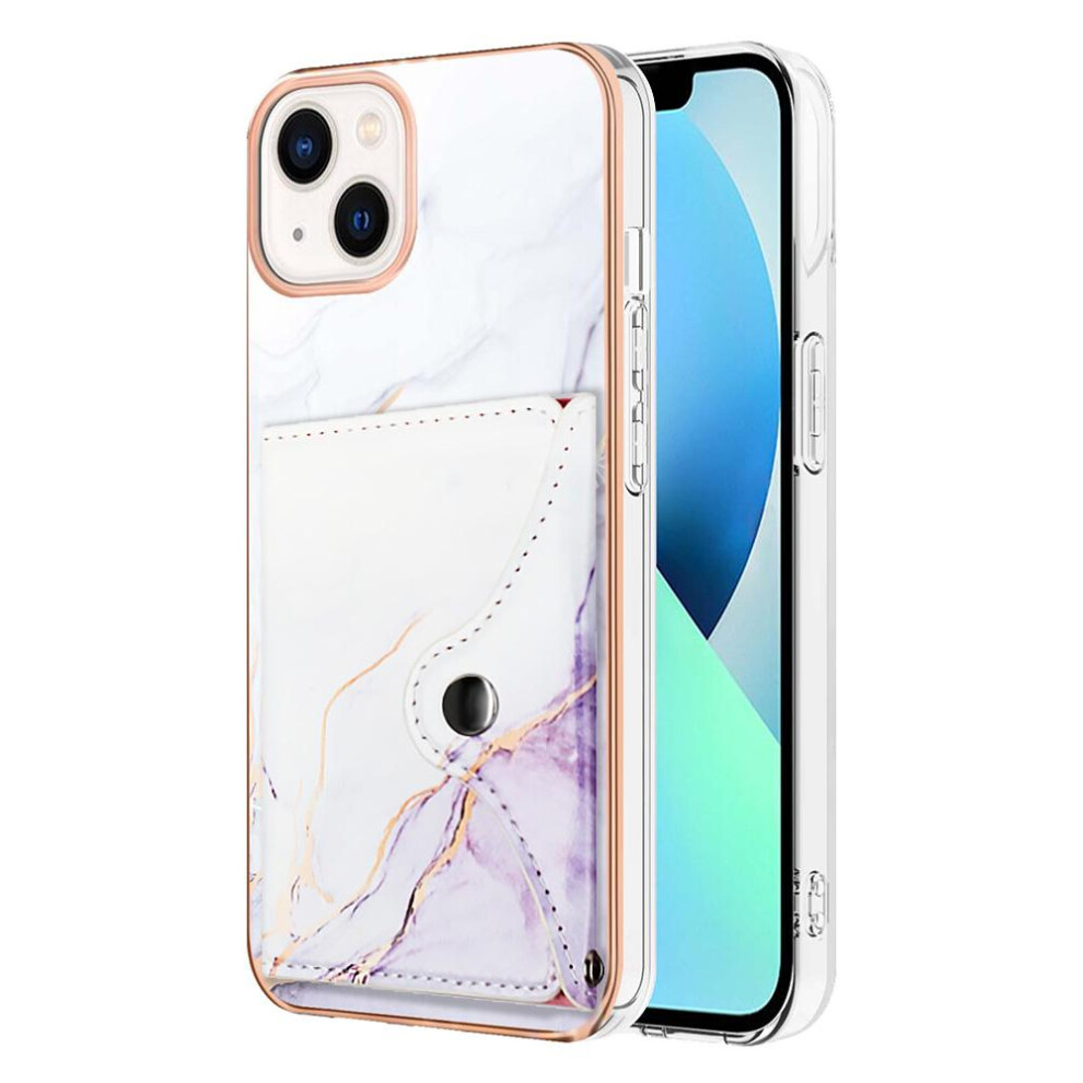 (Purple) Case For Iphone 14 Card Slots Marble Slim Wallet Soft Tpu Bumper Purple 764762735708
