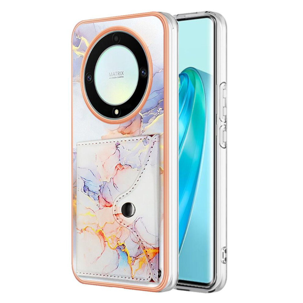 (White) Case For Honor X9a Slim Wallet Card Slots Soft Tpu Bumper Marble White 764762736170