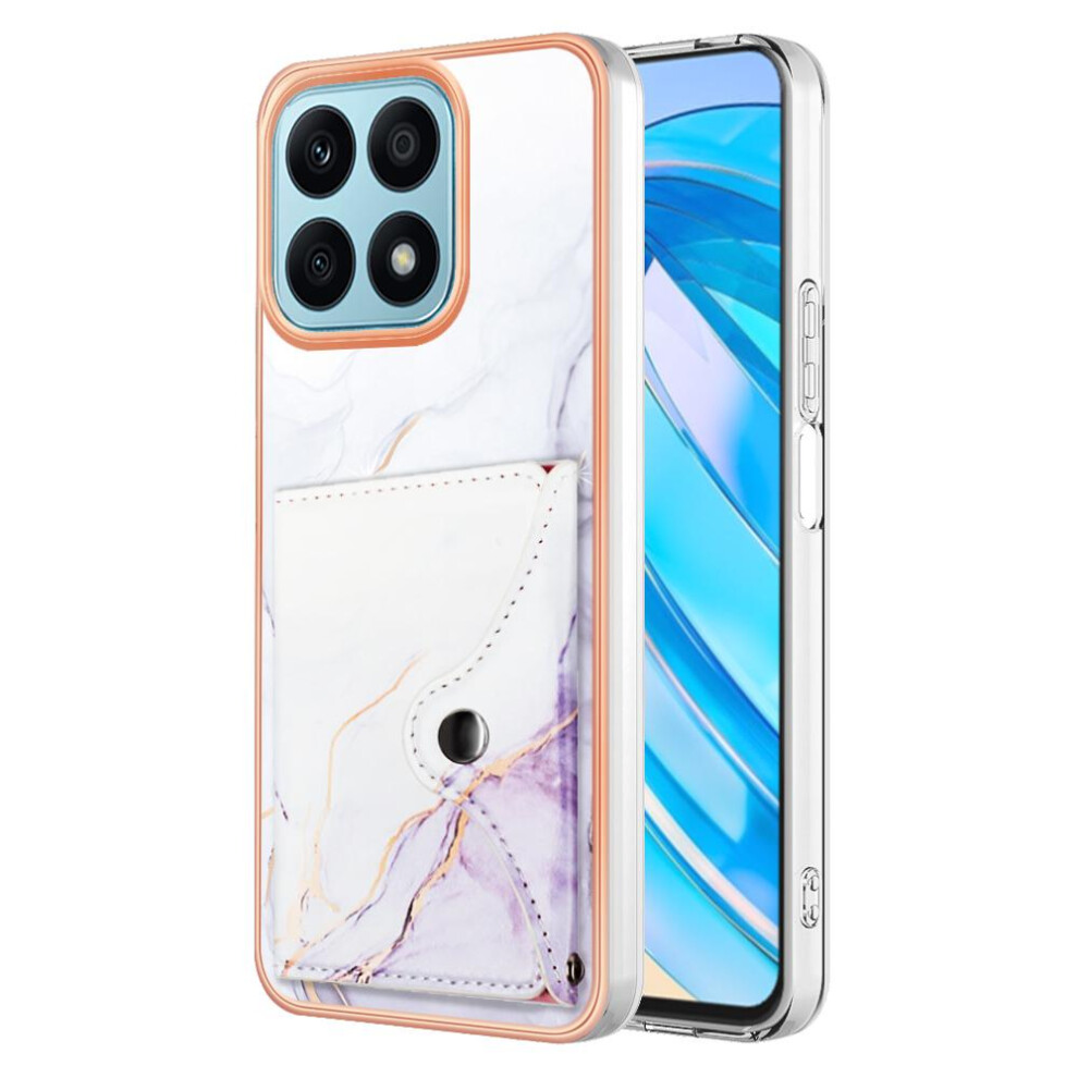 (Purple) Case For Honor X8a Card Slots Soft Tpu Bumper Slim Wallet Marble Purple 764762736330