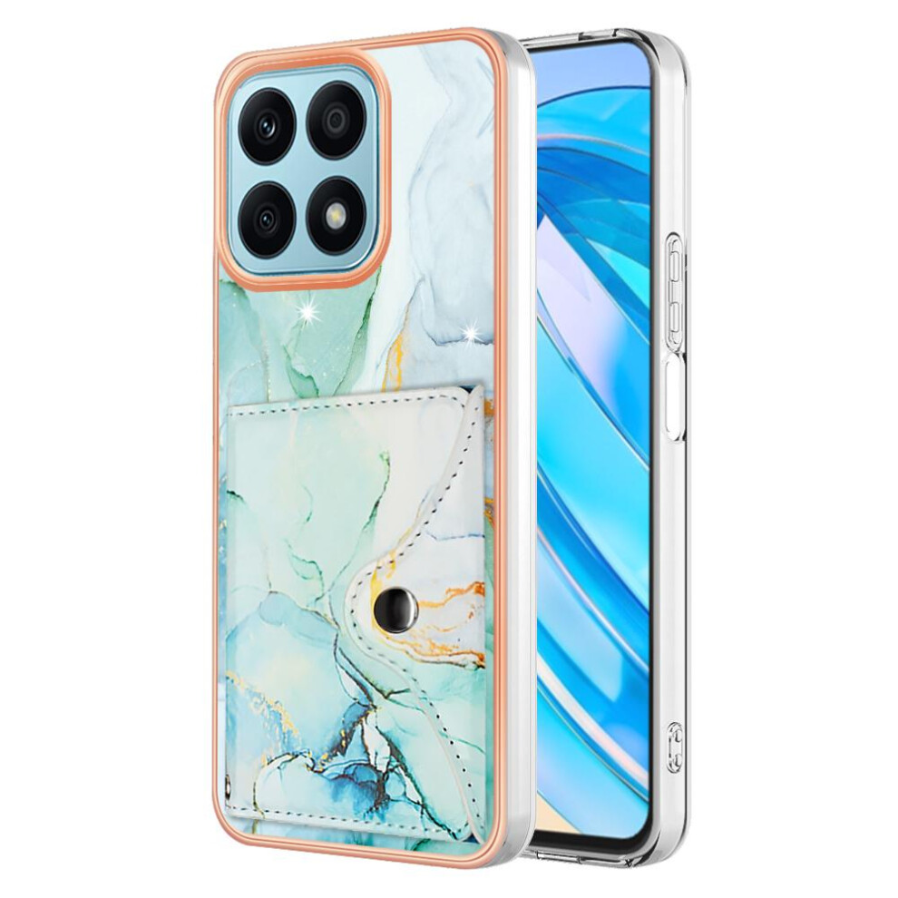 (Green) Case For Honor X8a Card Slots Soft Tpu Bumper Slim Wallet Marble Green 764762736347