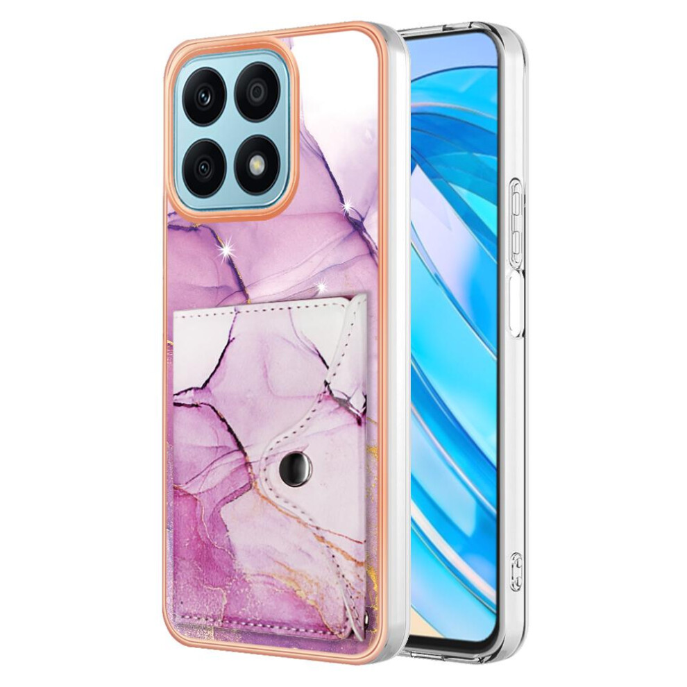 (Rose ) Case For Honor X8a Card Slots Soft Tpu Bumper Slim Wallet Marble Red 764762736316