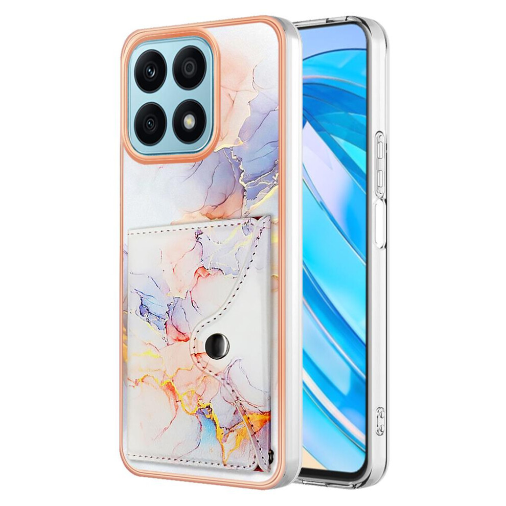 (White) Case For Honor X8a Card Slots Soft Tpu Bumper Slim Wallet Marble White 764762736309