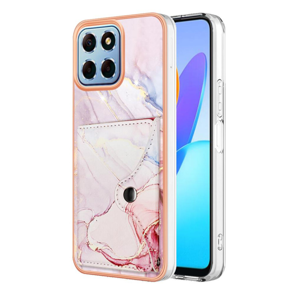 (Pink) Case For Honor X8 5G Soft Tpu Bumper Marble Card Slots Slim Wallet Pink 764762736378