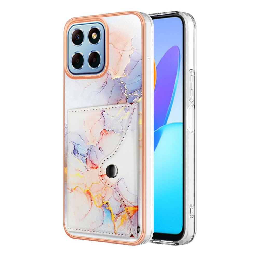 (White) Case For Honor X8 5G Soft Tpu Bumper Marble Card Slots Slim Wallet White 764762736354