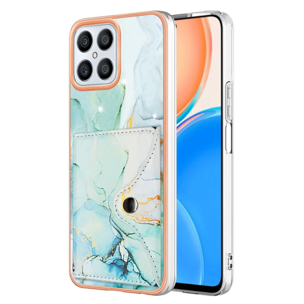 (Green) Case For Honor X8 4G Slim Wallet Soft Tpu Bumper Card Slots Marble Green 764762736521