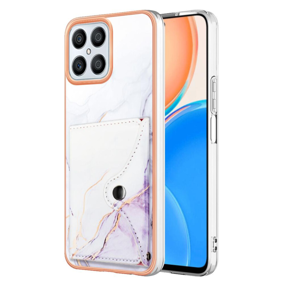 (Purple) Case For Honor X8 4G Slim Wallet Soft Tpu Bumper Card Slots Marble Purple 764762736514