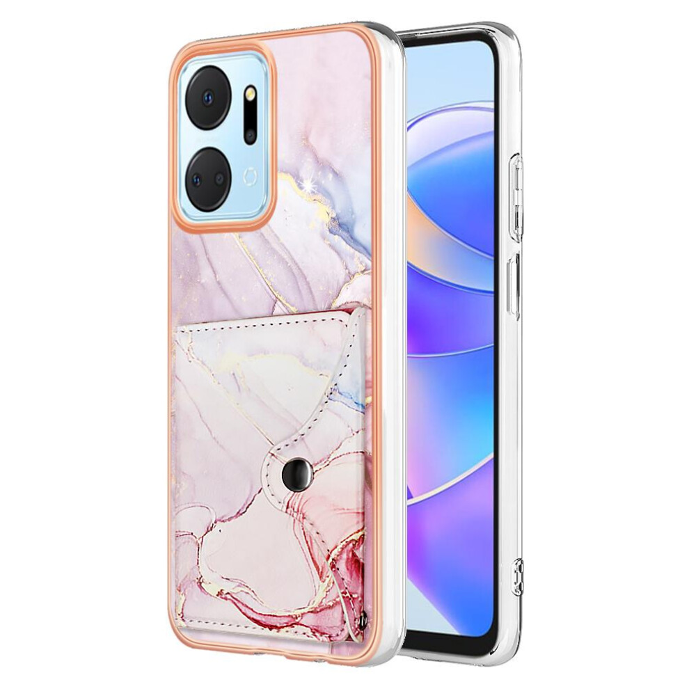 (Purple) Case For Honor X7a Soft Tpu Bumper Card Slots Marble Slim Wallet Purple 764762736569