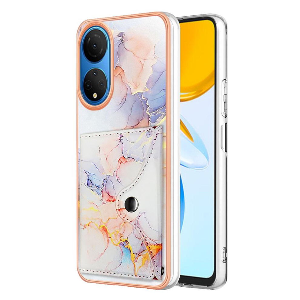 (White) Case For Honor X7 Marble Card Slots Soft Tpu Bumper Slim Wallet White 764762736583