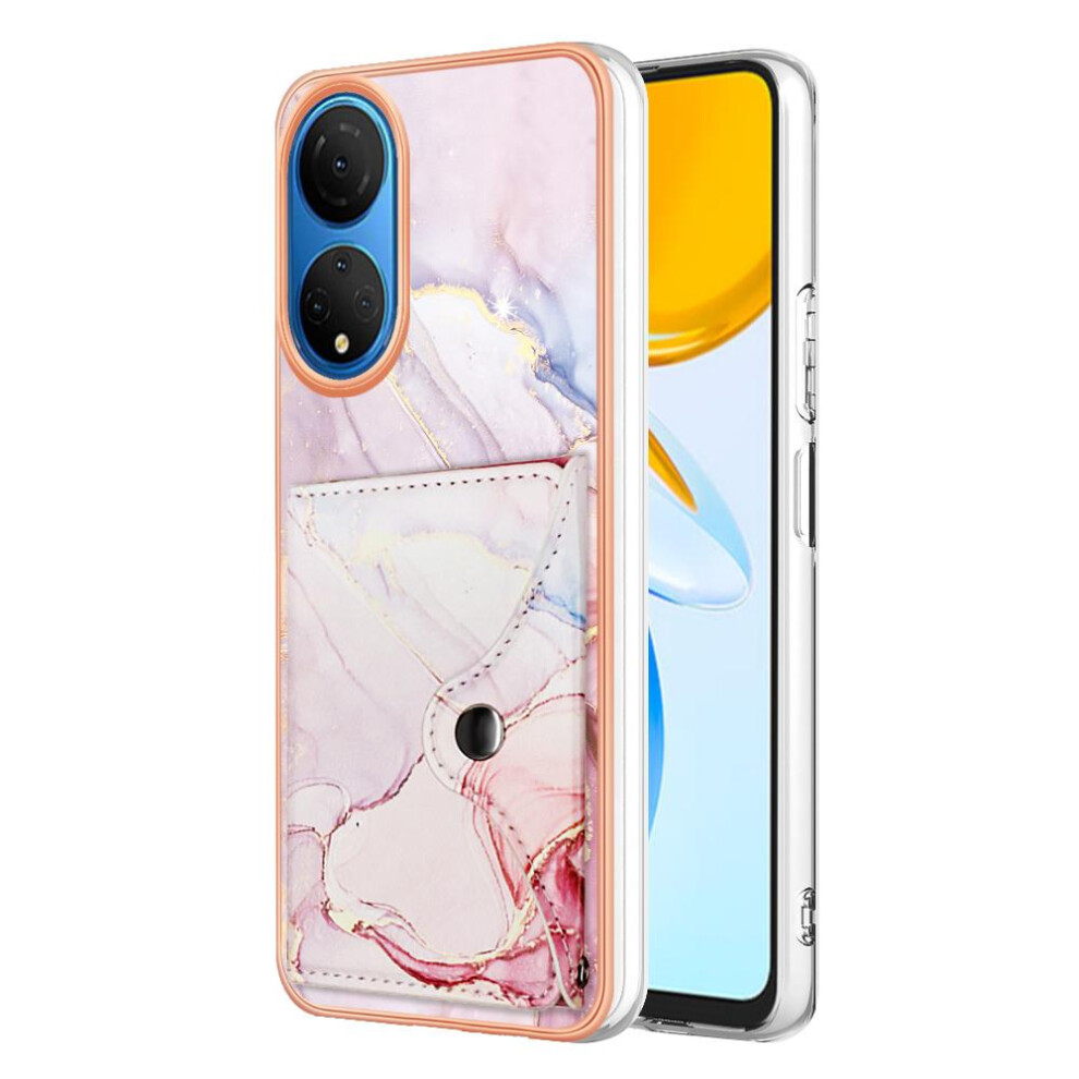 (Pink) Case For Honor X7 Marble Card Slots Soft Tpu Bumper Slim Wallet Pink 764762736606