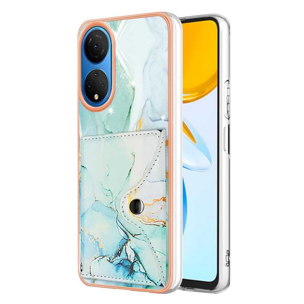 (Green) Case For Honor X7 Marble Card Slots Soft Tpu Bumper Slim Wallet Green 764762736620