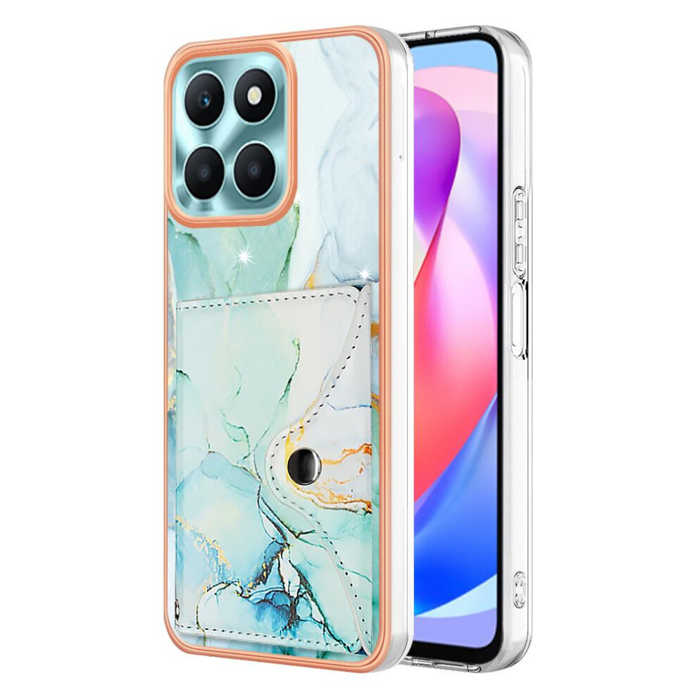 (Green) Case For Honor X6a Marble Soft Tpu Bumper Card Slots Slim Wallet Green 764762736675