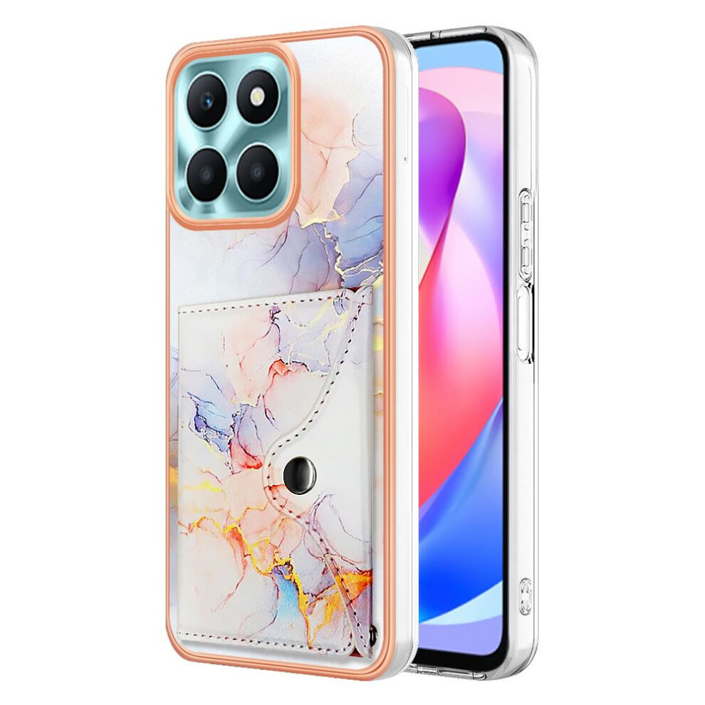 (White) Case For Honor X6a Marble Soft Tpu Bumper Card Slots Slim Wallet White 764762736637