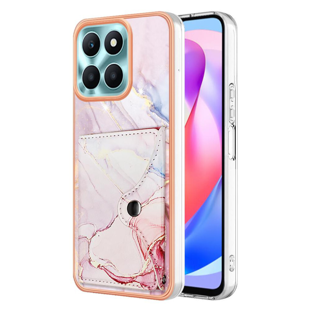 (Pink) Case For Honor X6a Marble Soft Tpu Bumper Card Slots Slim Wallet Pink 764762736651