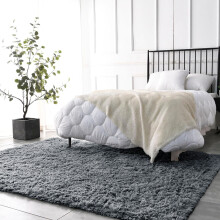(Silver, 80 x 150 cm (2 ft 6 in x 5 ft)) Non Slip Door Mat Indoor Outdoor Shaggy Rugs Washable Bedroom Kitchen Floor Mats
