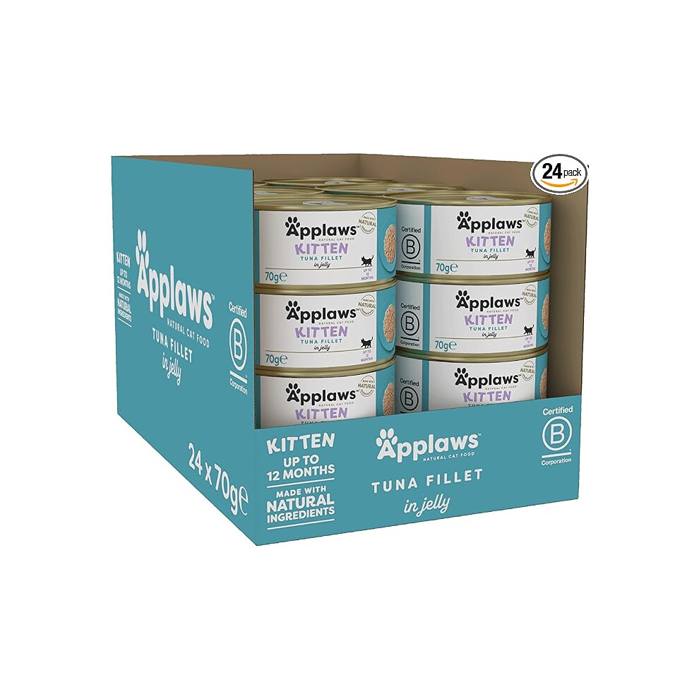 Applaws Natural Wet Kitten Food, Tuna In Jelly Tin, 70G (Pack Of 24) (Packaging May Vary)