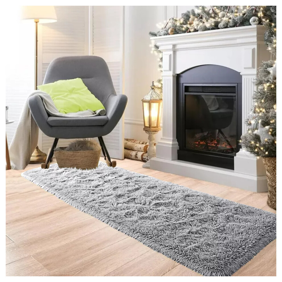 (60x220 cm (2ft x 7ft 7in)- Runner Rug/ Carpet, Grey Rugs) Extra Large Shaggy Rugs Living Room Rug Carpet Mat