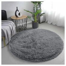 (120x120 cm (4ft x 4ft)- Circle Round Rug/ Carpet, Grey Rugs) Extra Large Shaggy Rugs Living Room Rug Carpet Mat
