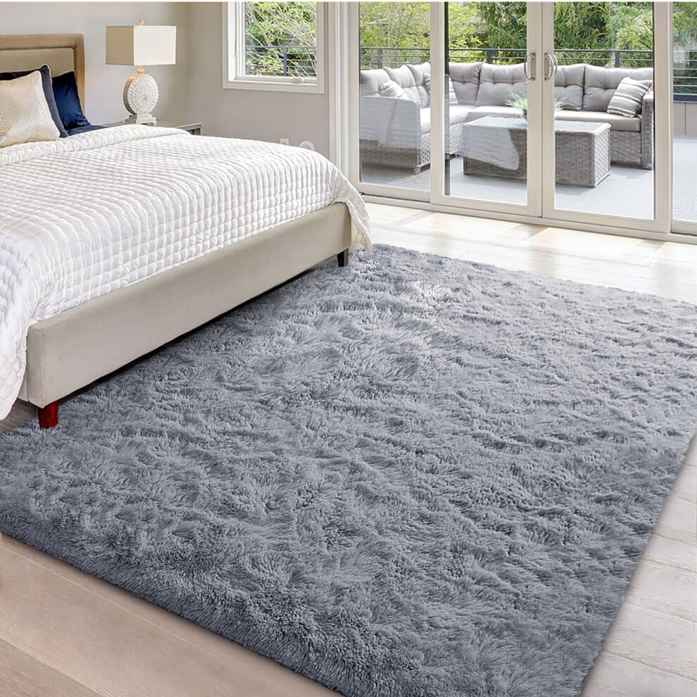 (120cm x 170cm (4ft x 5ft 8in)- Small Area Rug/ Carpet, Grey Rugs) Extra Large Shaggy Rugs Living Room Rug Carpet Mat