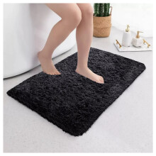 (50x80 cm (1ft 6in x 2ft 6in)- Small Door Mat/ Bath Mat, Black Rugs) Extra Large Shaggy Rugs Living Room Rug Carpet Mat