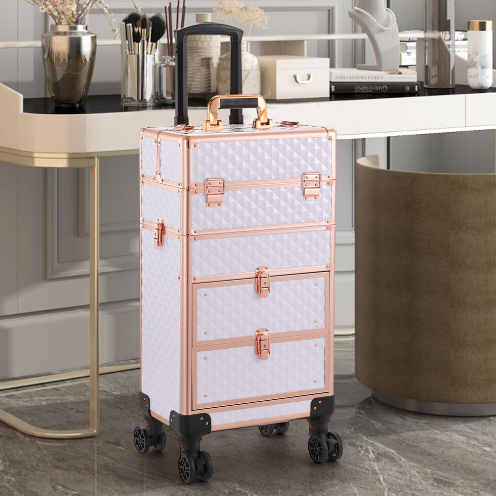 Multi-functional 4 in 1 Cosmetic Trolley Case with Detachable Beauty Storage Box