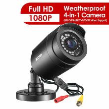 ZOSI 1080P 3000TVL 4-in-1 CCTV Camera, Indoor/Outdoor, 80ft Night Vision, IP66 Weatherproof, Built-in OSD Menu