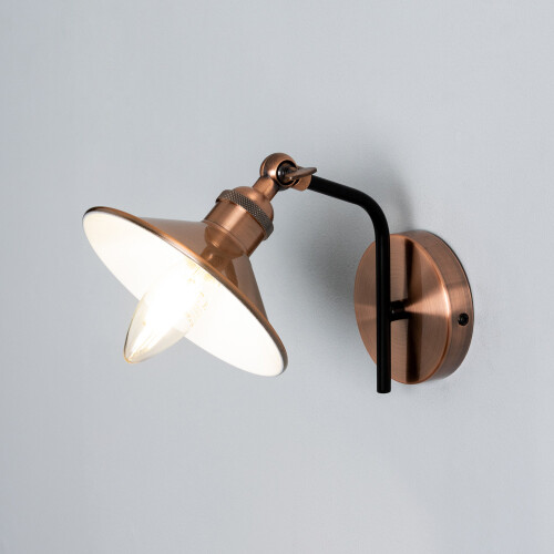 (Wall Light, Antique Copper) Litecraft Danica Lights With Shade - 2 Colours 2
