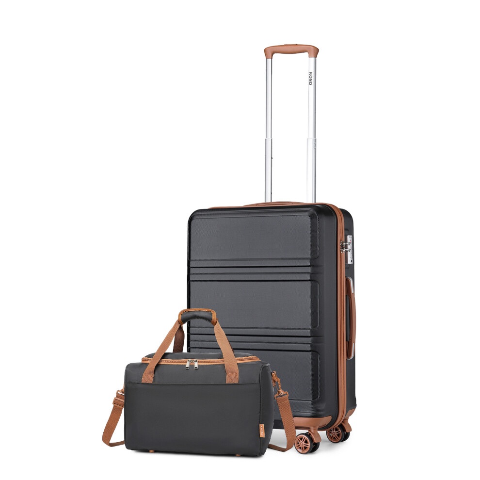 (Black Brown, 20 inch suitcase + travel bag) 2 or 4 Pieces ABS Hard  Shell Suitcase And Travel Bag