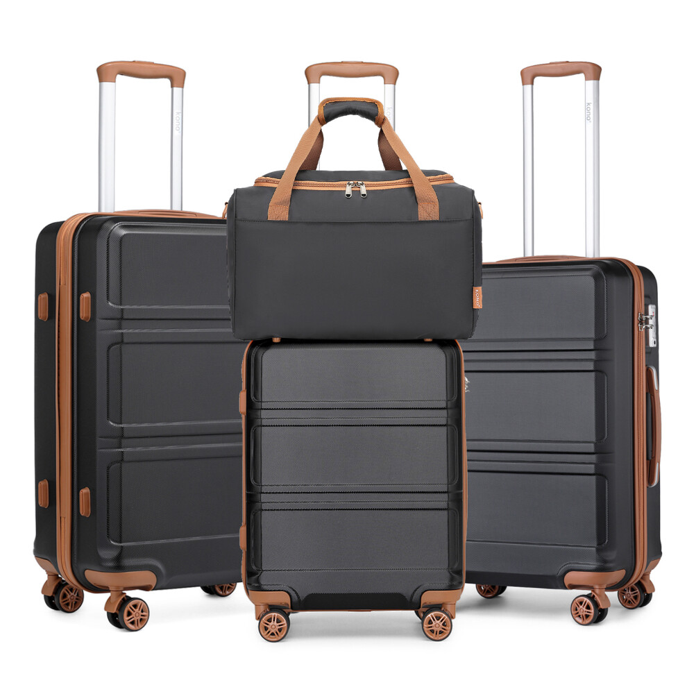 (Black Brown, 20+24+28 inch suitcase + travel bag) 2 or 4 Pieces ABS Hard  Shell Suitcase And Travel Bag-image-OPC-PDTYXKD-NEW