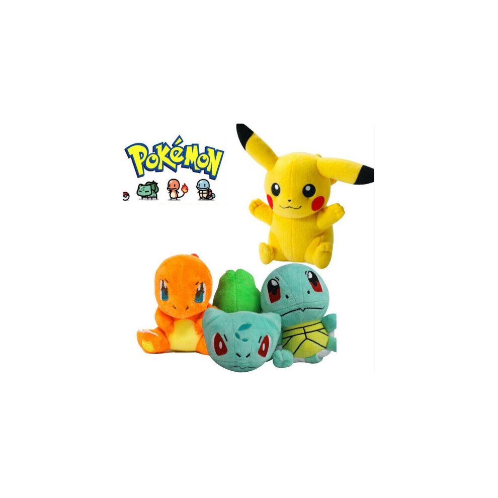 (4Pcs 20cm) Pokemon Plush Toy Pikachu Plush Squirtle Charmander Bulbasaur Stuffed Toy Pokemon Doll Gift for Kids