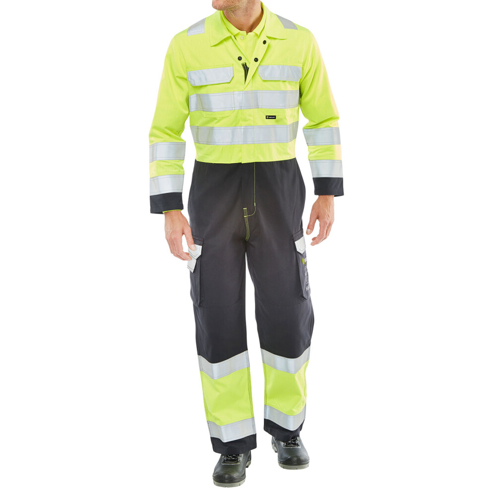 Beeswift Arc Compliant Hi-Vis Boilersuit Saturn Yellow / Navy 48 5030566226045