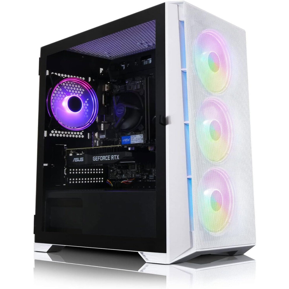 Gaming PC Tower: Ryzen 5600G / RTX3060 12GB Graphics Card / 16GB DDR4 / 1TB SSD / 500W 80+ PSU / WIFI / Windows 11 / White RGB Gaming Case