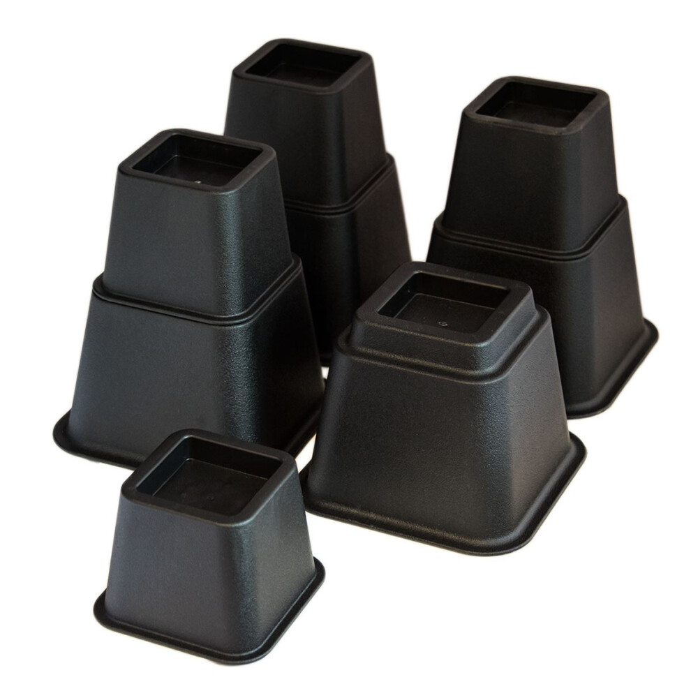 KCT 8Pc Black Stackable Adjustable Bed And Furniture Risers