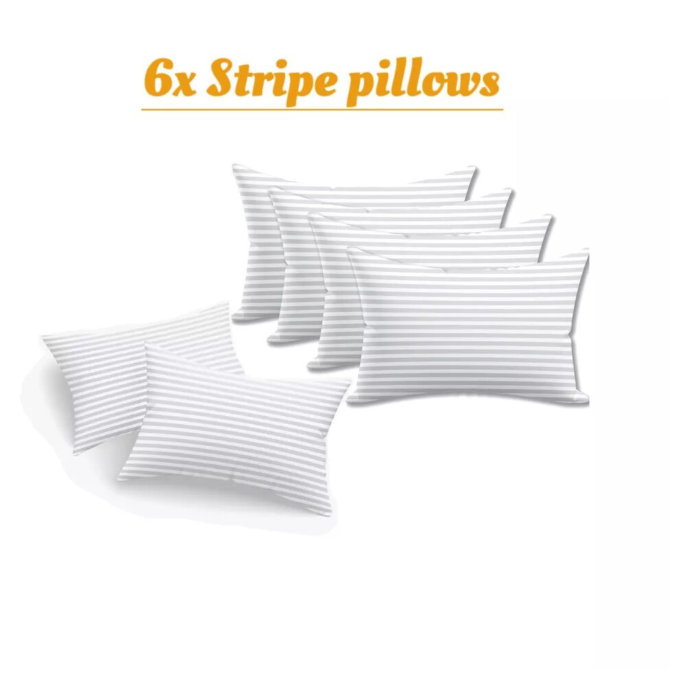 (3 Pair (Pack of 6)) Pillows Quilted Luxury Ultra Soft Stripe Pillow Pair Pack of 2,4,6