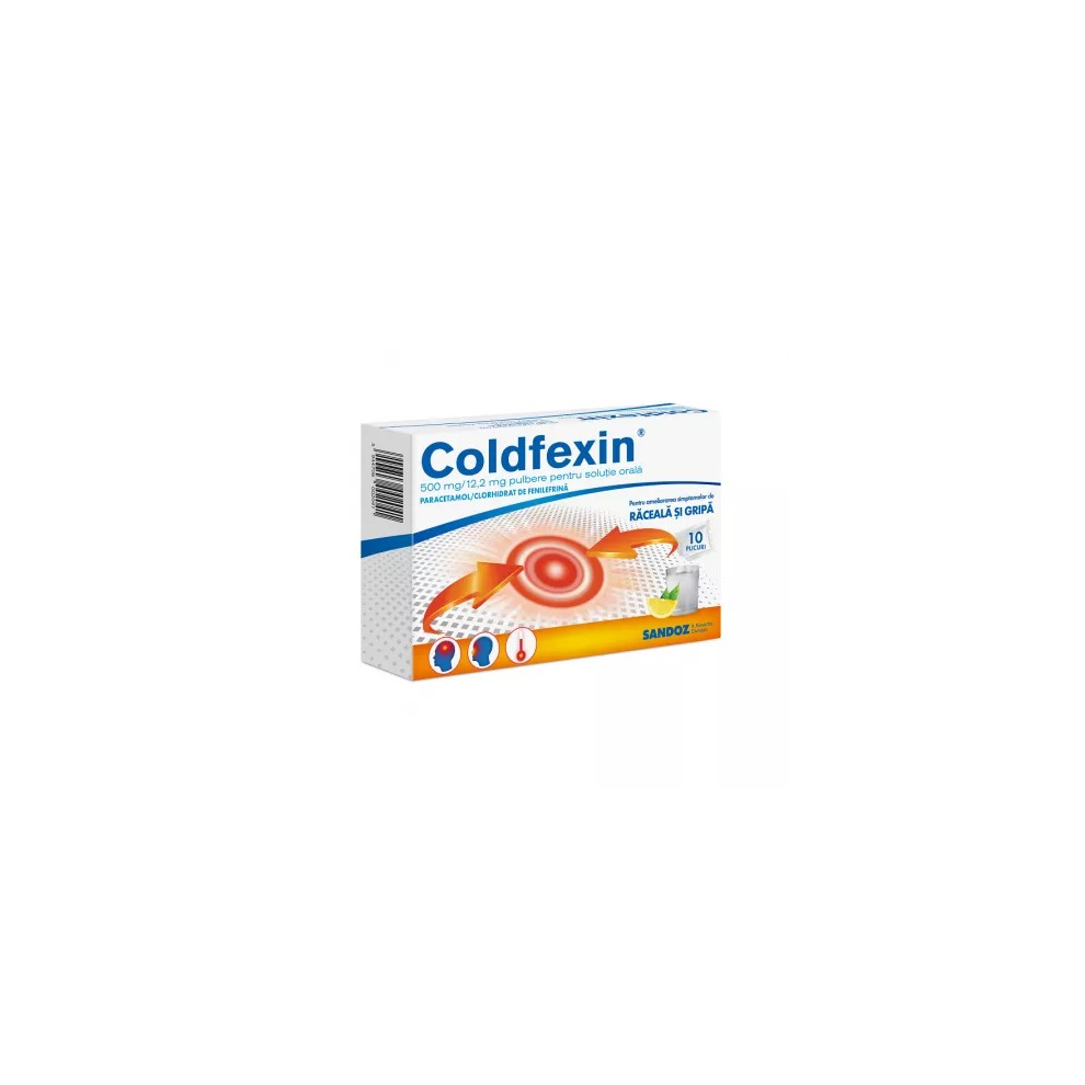 Coldfexin, 500 mg/12.2 mg powder for oral solution, 10 sachets