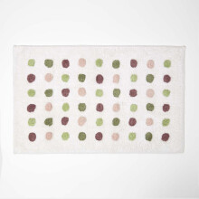 (Multicolour) HOMESCAPES 100% Cotton Bath Mat Tufted Polka Dot Design, 50 x 80 cm