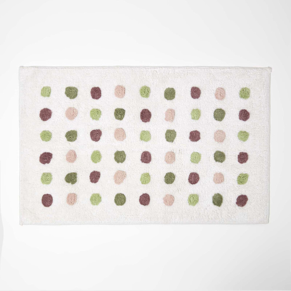 100% Cotton Bath Mat Tufted Polka Dot Design