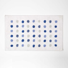 (Blue) HOMESCAPES 100% Cotton Bath Mat Tufted Polka Dot Design, 50 x 80 cm