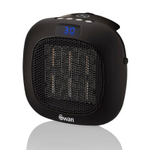 Swan SH27010N Plug-In Fan Heater with 12 Hour Timer, LED Display and Overheat Protection, Black