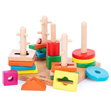 TOTJOY Montessori toys for 2+ year olds 18+ Months, 3 Year Old Wooden Educational Toy For Toddlers Shapes Sorting Stacking Toys Busy Board Sensory