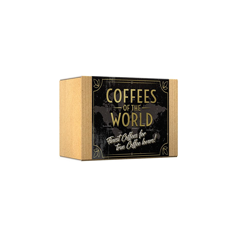 Gourmet Coffee Gift Set - COFFEES OF THE WORLD | Ground Coffee 600g (6 x 100g) - 6 Finest Single Origin Coffees | Hamper Style Gift Idea for Him & Her
