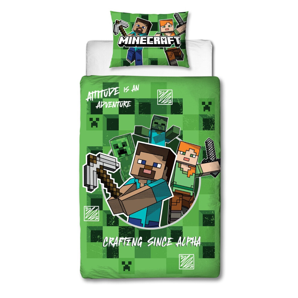 Minecraft Block Check Duvet Cover and Pillowcase Set