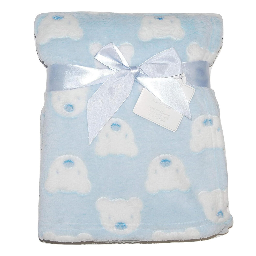 (Blue) Baby Boy-Girl Soft Fleece Wrap Blanket